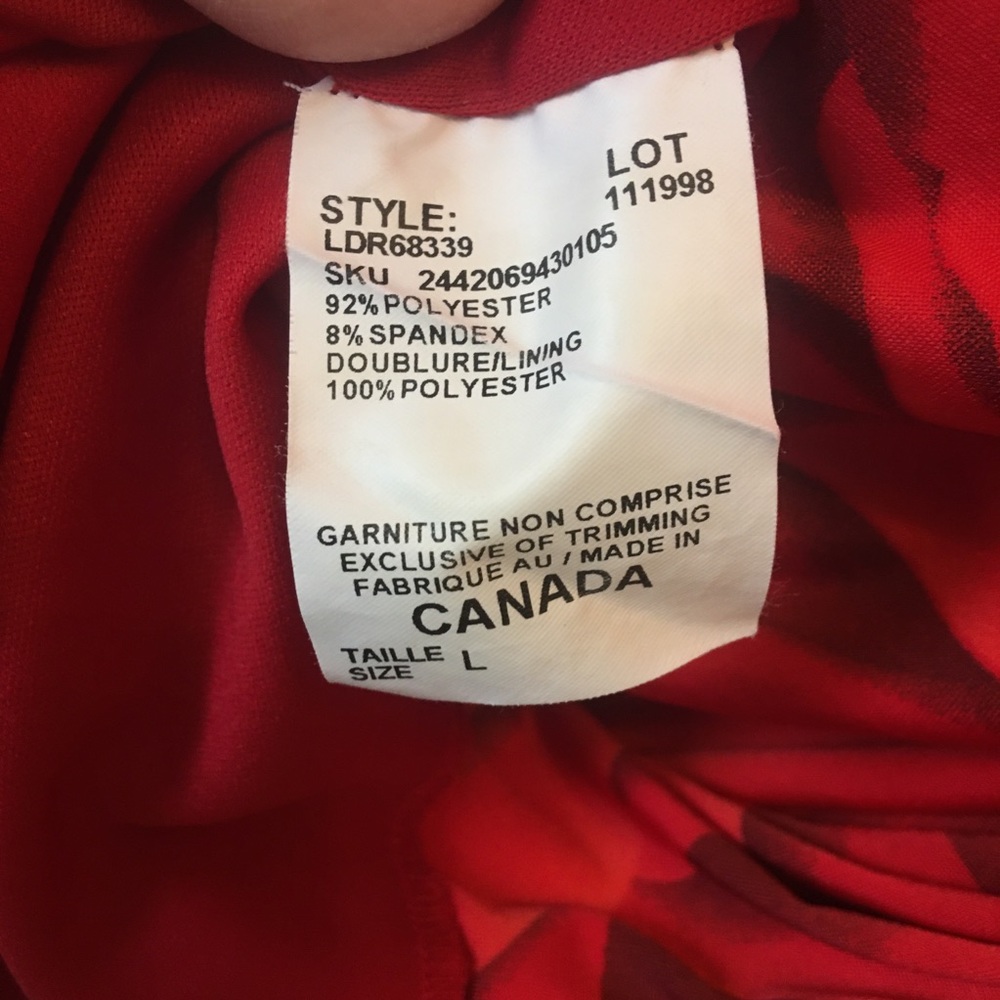 Le Chateau red rose elegant cocktail ruched dress Size L - Picture 6 of 10